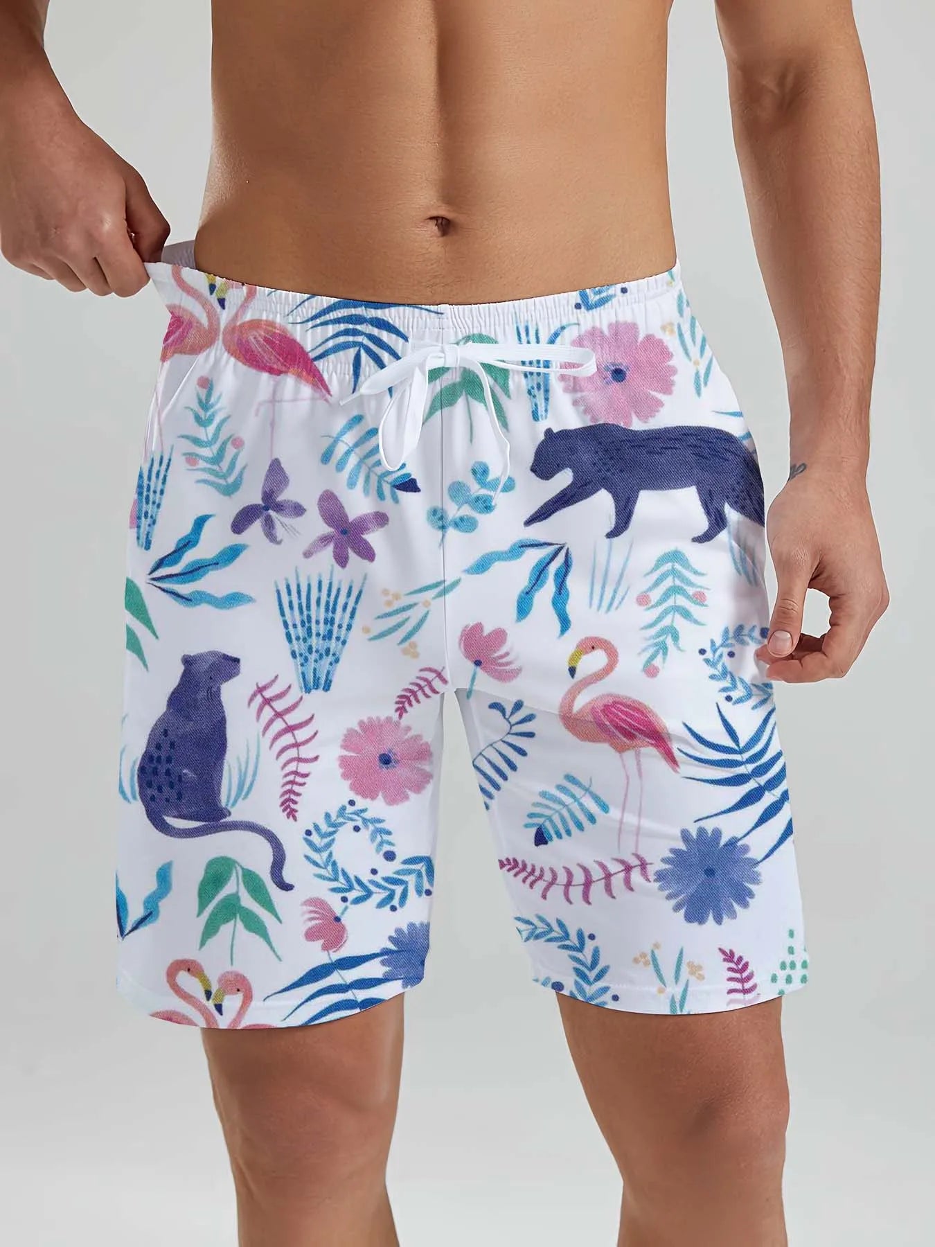 Hawaiian Cute Dinosaur & Dog Men's Beach Shorts 3D Printed men's Shorts Summer Swin Trunks Vacation Beach men's Clothes