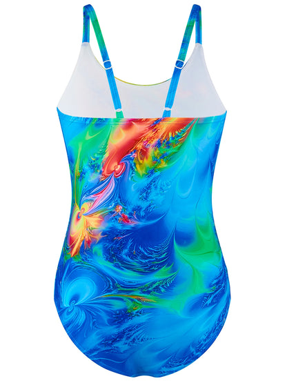 One-Piece Swimwear Kids Girl Allover Colorful Print Swimsuit Bikini Cut Bottom Sleeveless Beach Pool Toddler