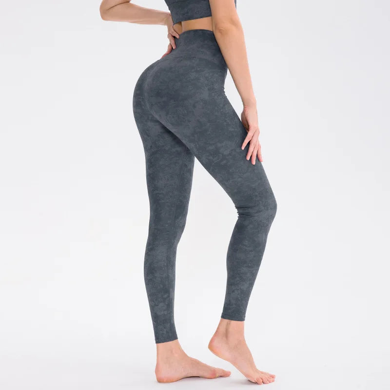 High-Waist Yoga Pants Women's Fitness Sports Printed No Obvious Stitching Butt-Lifting High-Elasticity Summer Running Exercise