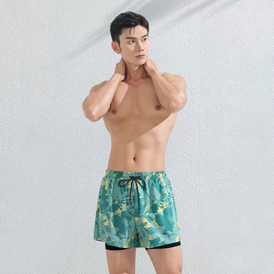 (L-5XL)Swimming Trunks Men Hot Springs Sport Shorts Quick Dry Anti Embarrassment Beach Short Pants Loose Swimsuit