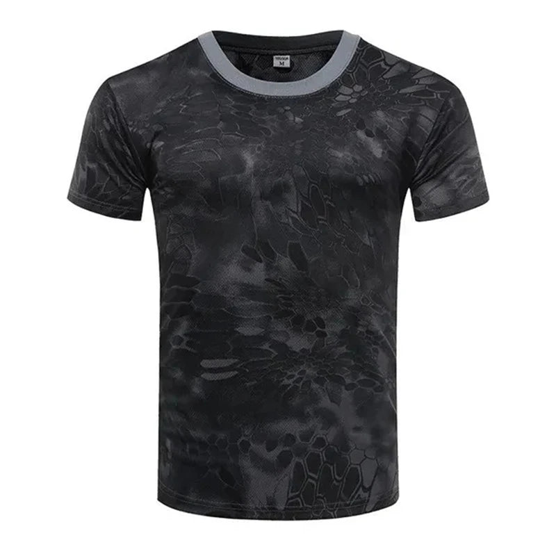 Military Camouflage Short Sleeves Men's Summer Quick Drying Sports T-shirt Outdoor Physical Training Tops Tactical T Shirts Tees