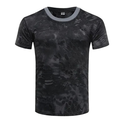 Military Camouflage Short Sleeves Men's Summer Quick Drying Sports T-shirt Outdoor Physical Training Tops Tactical T Shirts Tees