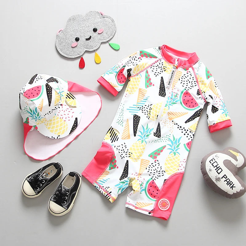 Girls Swimwear One Piece Baby Swimsuit UPF50 UV Protection Infant Toddler Beach Clothes Flamingo Children Swimming Bathing Suit