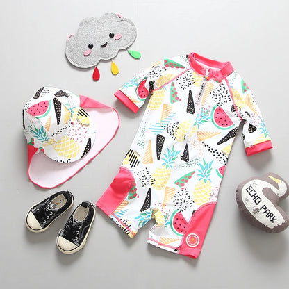 Girls Swimwear One Piece Baby Swimsuit UPF50 UV Protection Infant Toddler Beach Clothes Flamingo Children Swimming Bathing Suit