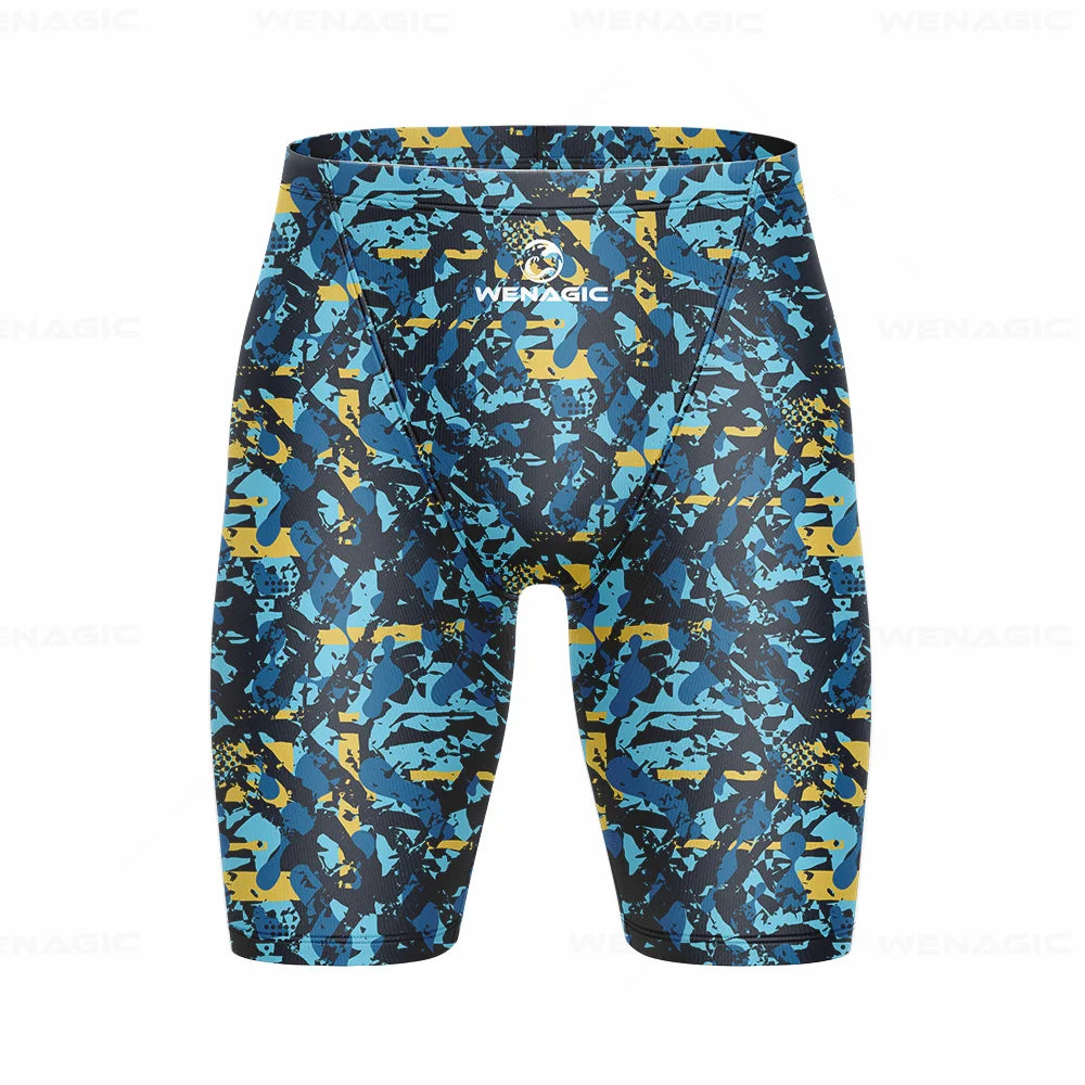 Men's Swimming Jammer Swimwear Endurance Athletic Training Swimsuit Summer Beach Swimming Trunks Diving Surf Tight Shorts