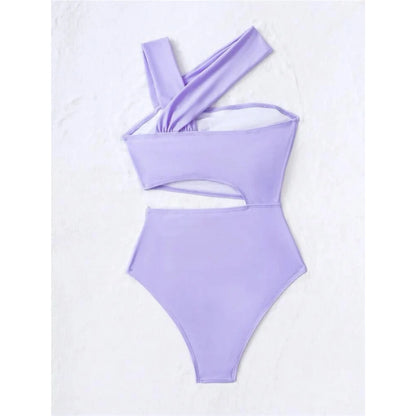 S - XL 13 Colors Asymmetric Cut Out One Piece Swimsuit Women Swimwear Female One Shoulder Padded Bather Bathing Suit Swim