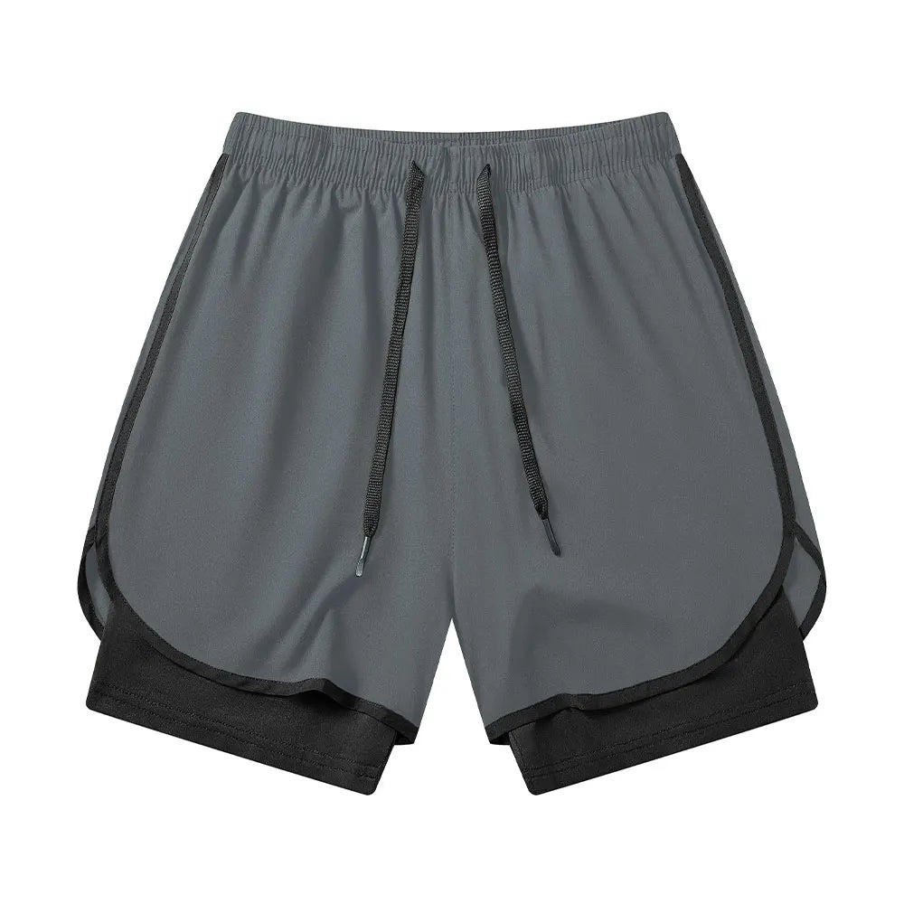Sports Shorts Men's Running Pants Lined with Fake Two-piece Training Anti-light Three-point Basketball Casual Shorts