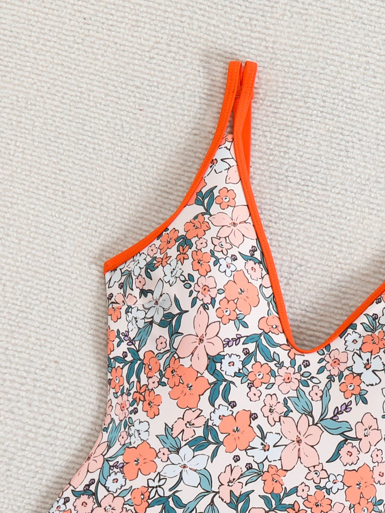 One Piece Swimsuit For Women Orange Floral printed Swimwear Female Bodysuit Monokini Beachwear Backless Bathing Suit