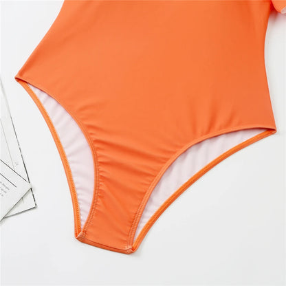 One Piece Ruffle Bodysuit Women Solid Deep V-Neck Swimwear Female Padded Swimsuit Bathing Swimming Summer Beachwear