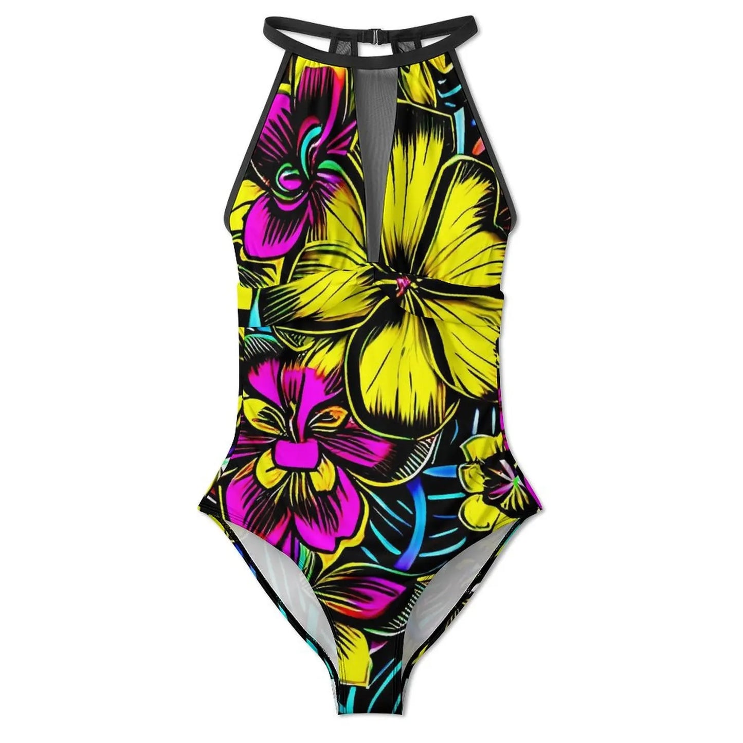 Floral Swimsuit Flower Power Style Swimwear One Piece Design Swimsuits Cut Out Bathing Suits Women Push Up Beach Outfits