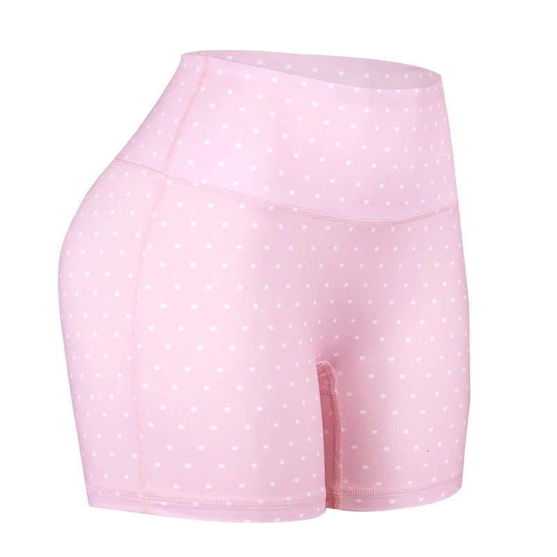 Polka Dot Print Yoga Shorts for Women High Waist Fitness Workout Tights Tummy Control Gym Running Biker Shorts Activewear