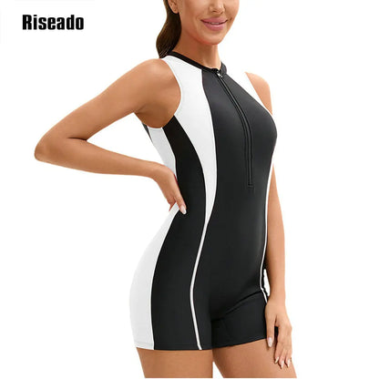 Riseado Female One Piece Korean Swimsuit abdomen control with Shorts Boyshort Sport Bathing Suit