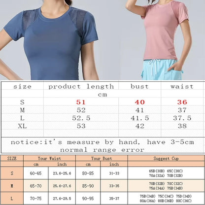 Reflective Printed Yoga Tops Women's Mesh Splicing Crew Neck High Elasticity Breathable Fitness Pilates Exercise Shirts