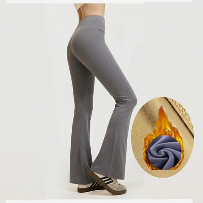 Aiithuug Fleece Warm Yoga Pants Gym Legging Super Stretchy Bell Bottoms Bootcut Yoga Leggings Yoga Flare Leggings Workout