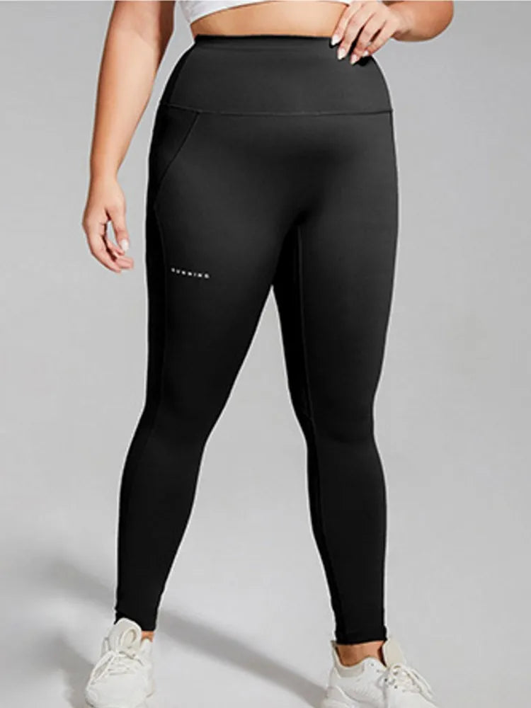 XL-4XL Plus Size Sports Pants Lines Lifting Buttocks Sports Tight Pants Women High Waist Elastic Fitness Running Yoga Pants