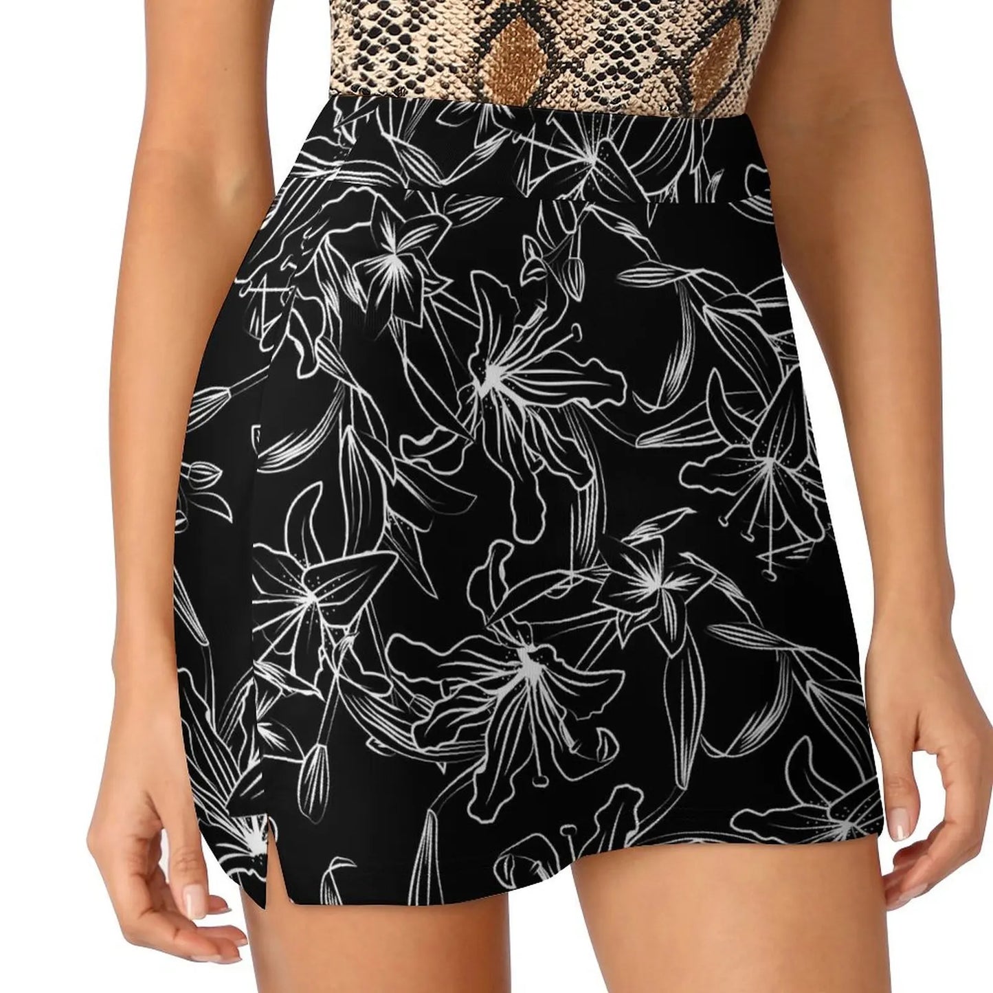 Lily Floral Tulips Skirt Summer Colorful Flowers Fashion Casual A-line Skirts Elegant Mini Skirt Woman Design Oversized Clothing