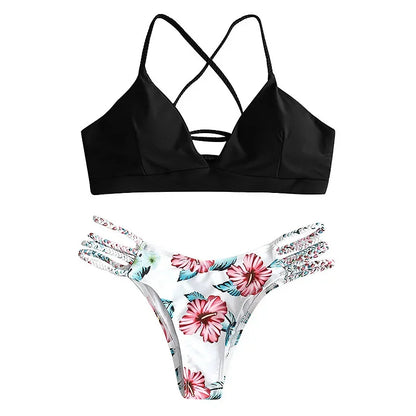 Women's Swimming Suit Bikini Front Tie Push Up Padded Swimwear Cut Out Solid Pink Bathing Suit Swimsuit Beachwear