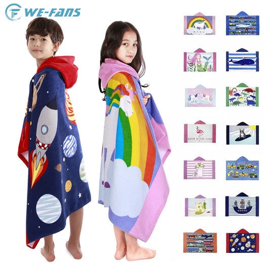Cartoon Child Kid Hooded Cloak Infant Bathrobe Baby Bath Towel Robe Cotton Boy Girl Beach Robe Dinosaur Cape Newborn Wrap Blanket