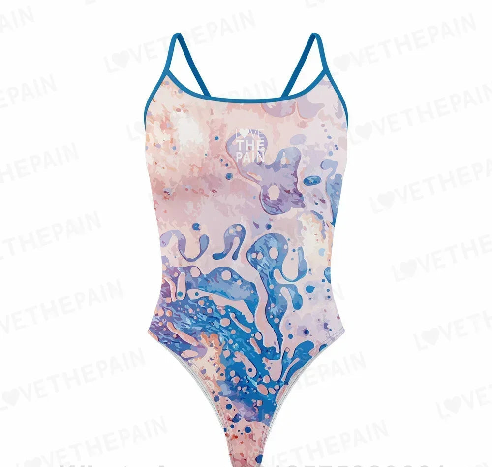 Love The Pain  Marble Design One Piece Swimsuit Women Swimwear Monokini Summer Beach Bathing Suit Race Printing Swimsuit
