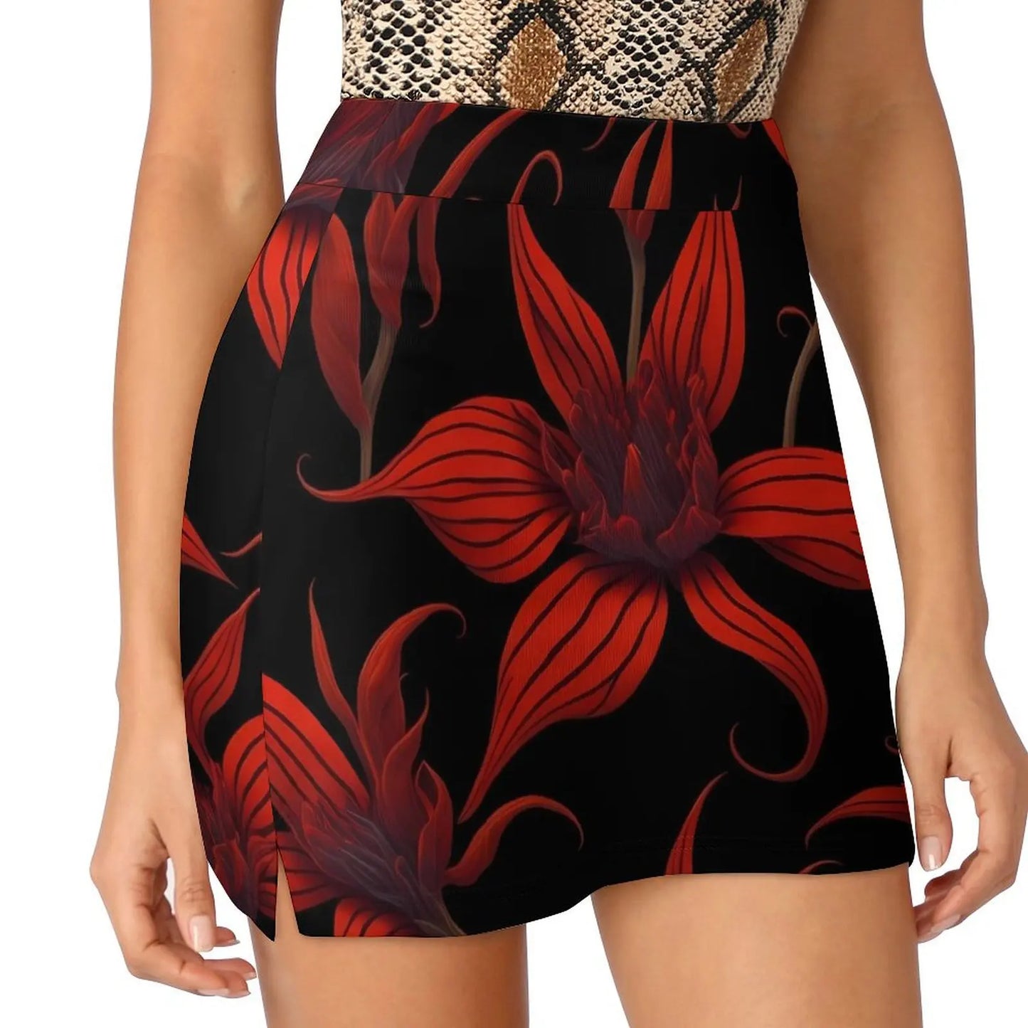 Lily Floral Tulips Skirt Summer Colorful Flowers Fashion Casual A-line Skirts Elegant Mini Skirt Woman Design Oversized Clothing