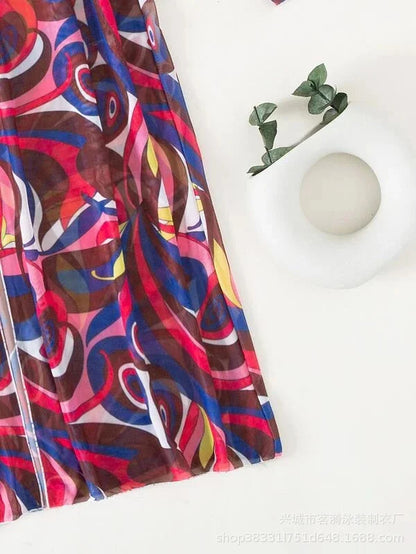 Summer Print Bikinis Swimwear Female Swimsuit Beachwear Push Up Three-Piece Bikini Set Women Swimming Bathing Suit