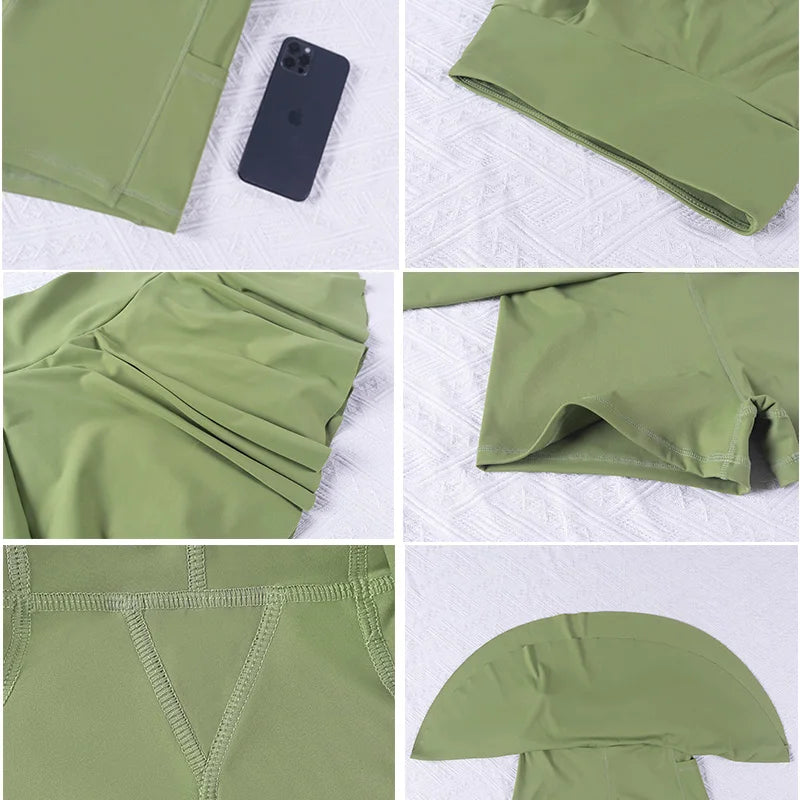 Women's High-Waisted Pleated Tennis Skort with Pocket