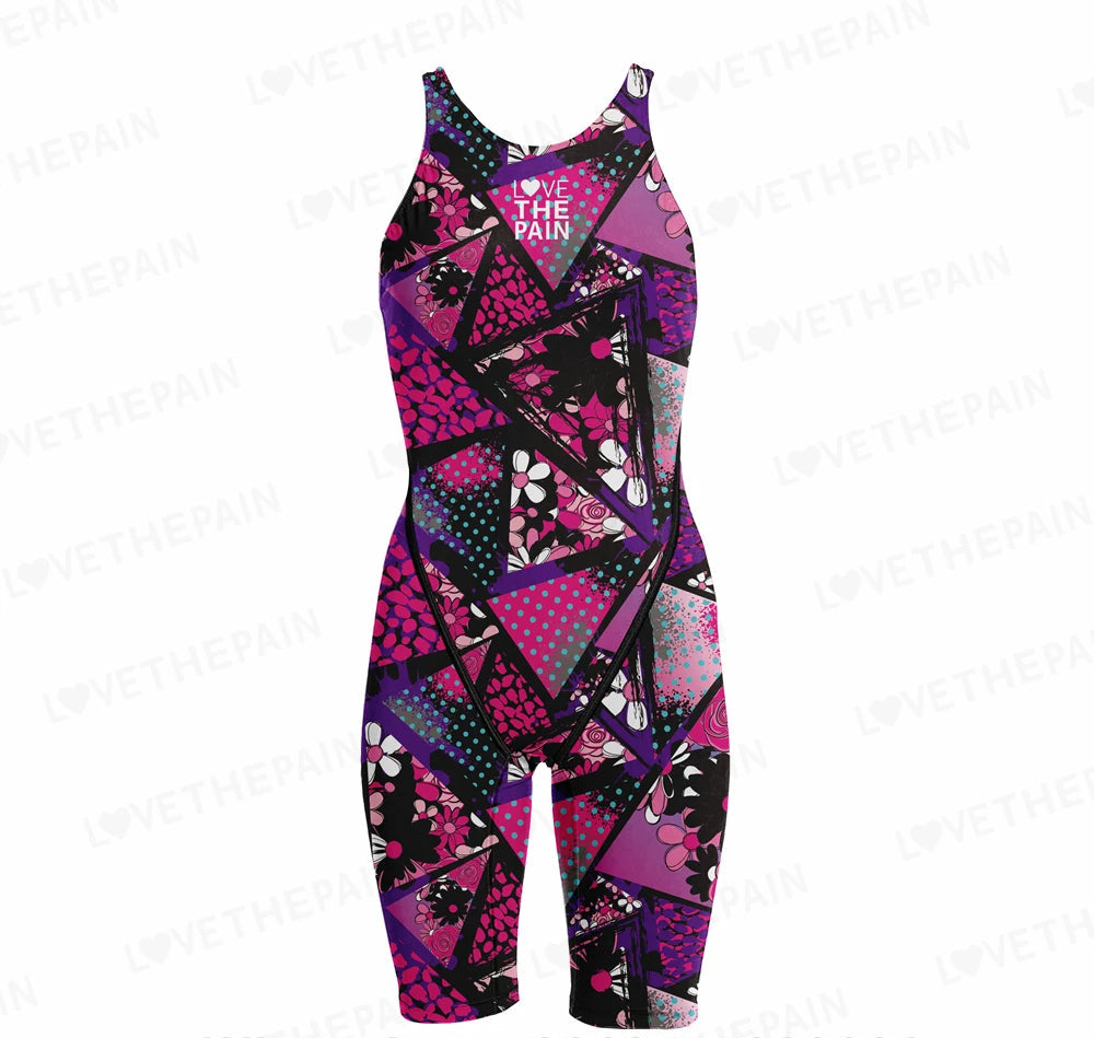 Competition Training Back Tech Suit Swimsuit Neck To Knee Women's Open Back Comfort Straps Swimsuit One-piece Jumpsuit Swimsuit