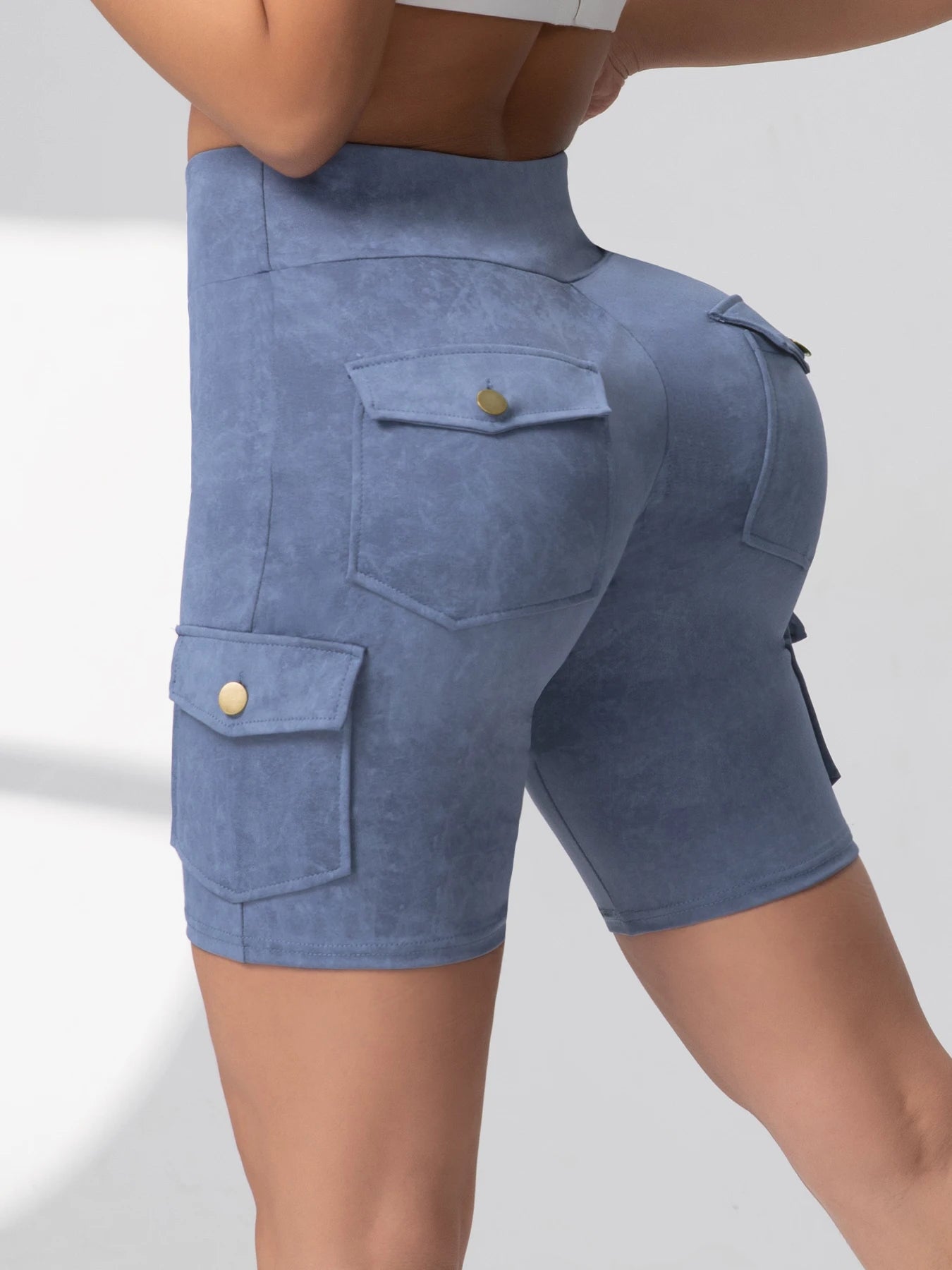 Camouflage Printed Women Shorts with Pockets Butt Lifting Tummy Tight Elastic Slim Outdoor Running Workout Shorts Streetwear