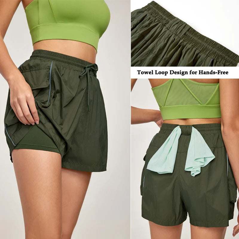 Women's High-Waisted Running Shorts with Pockets