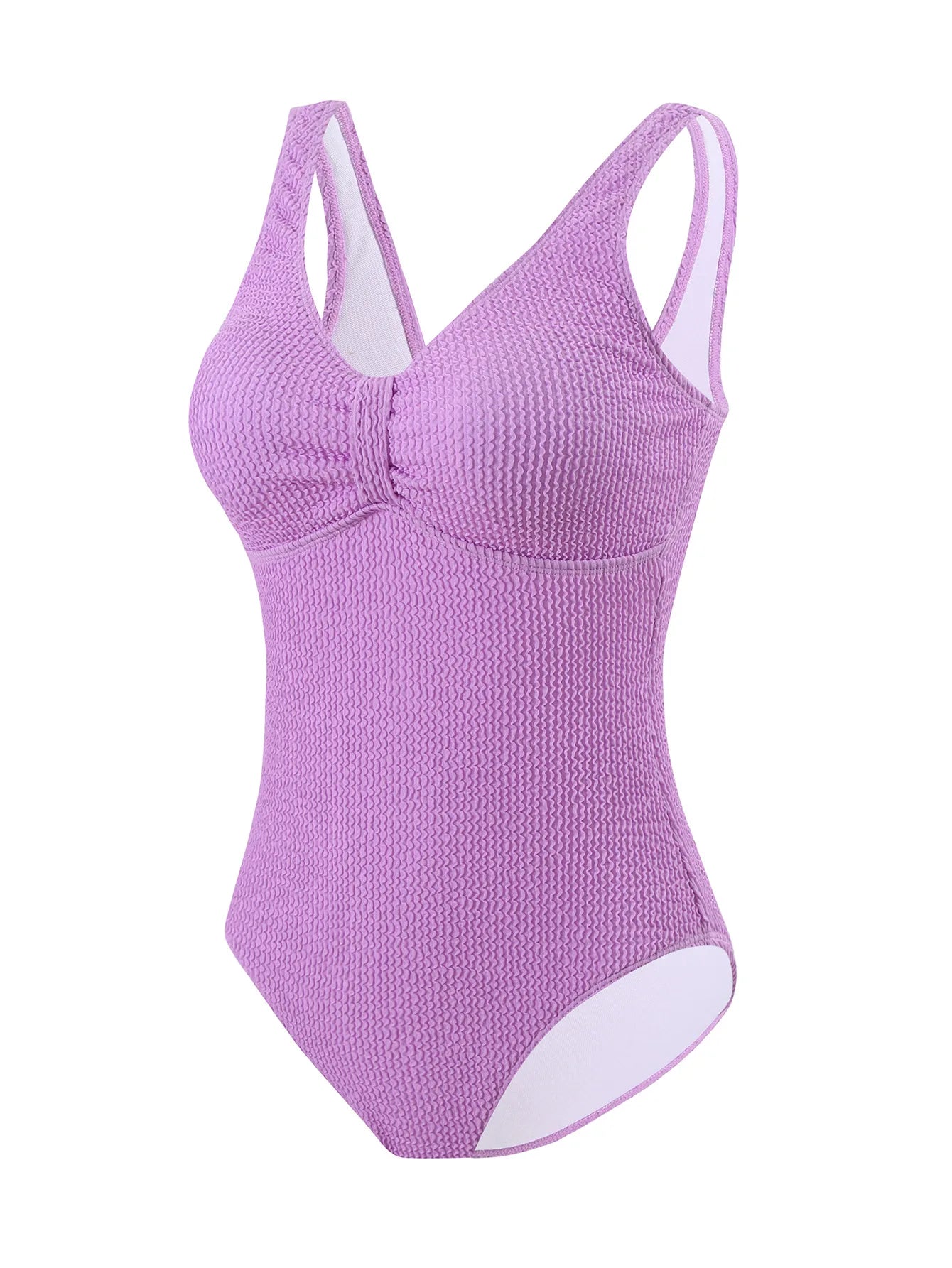Scoop Neck One Piece Swimsuit Woman Backless Bodysuit Crinkle Swimwear Beach Wear Blue Bathing Suits Ladies Holiday Summer