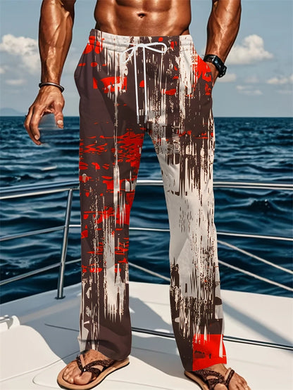 Spring And Summer Men's Casual Pants Fashion Digital Gradient Printing Men's Sweatpants Men's Loose Drawstring Hawaii Beach Pant