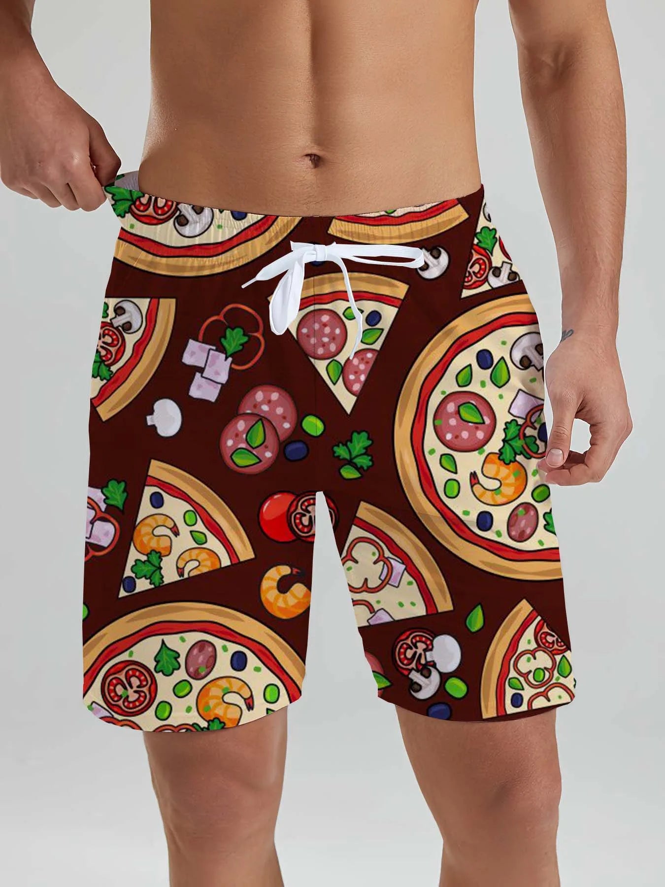 Fashion Fast Food Beach Shorts Men Cool Hawaiian Vacation Swim Trunks 3D Printing Snack Short Pants Summer Surf Board Shorts
