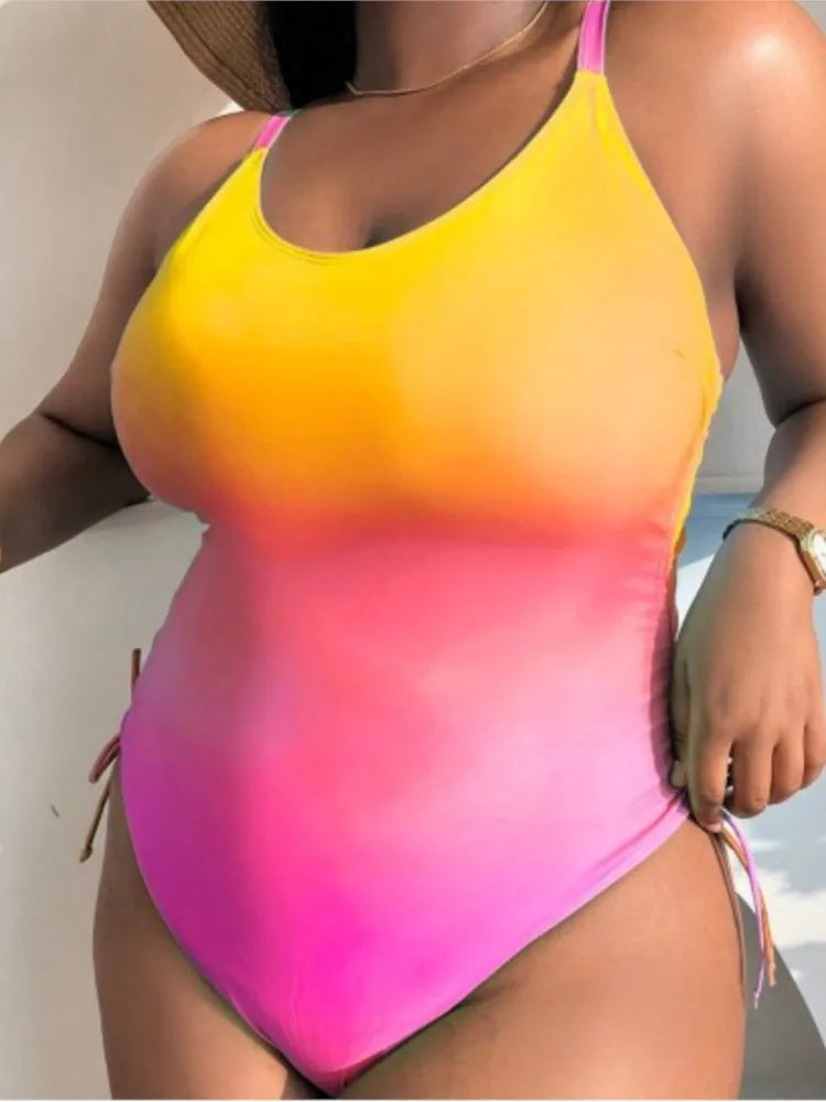 One Piece Plus Size Women Push Up Large Size Swimsuit Summer Big Size Tummy Control Swimwear Bathers