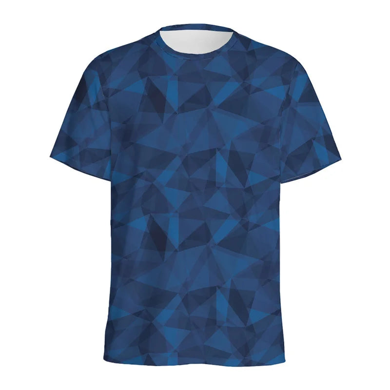 Men's T-Shirts Colorful Polygonal Pattern 3D Print Sports Shirt Woman Gym Summer Short Sleeve Fitness Sportswear Round Neck Tops