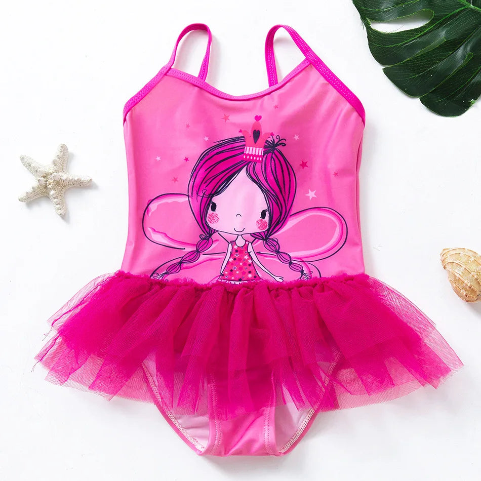 Girls One Piece Swimsuits Rainbow Print Backless Swimwear for Children Summer Kids Bathing Suits Bikinis 2-8 Years Children