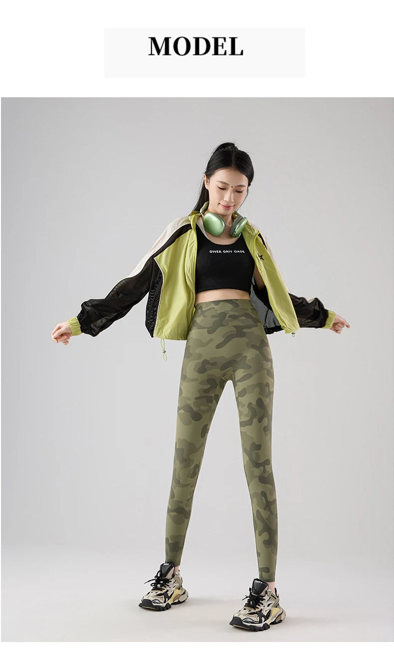 BIVIGAOS Spring Summer Seamless Camouflage Sharkskin Leggings Women Fashion High Waist Casual Sports Tights Fitness Leggings
