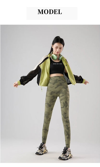 BIVIGAOS Spring Summer Seamless Camouflage Sharkskin Leggings Women Fashion High Waist Casual Sports Tights Fitness Leggings
