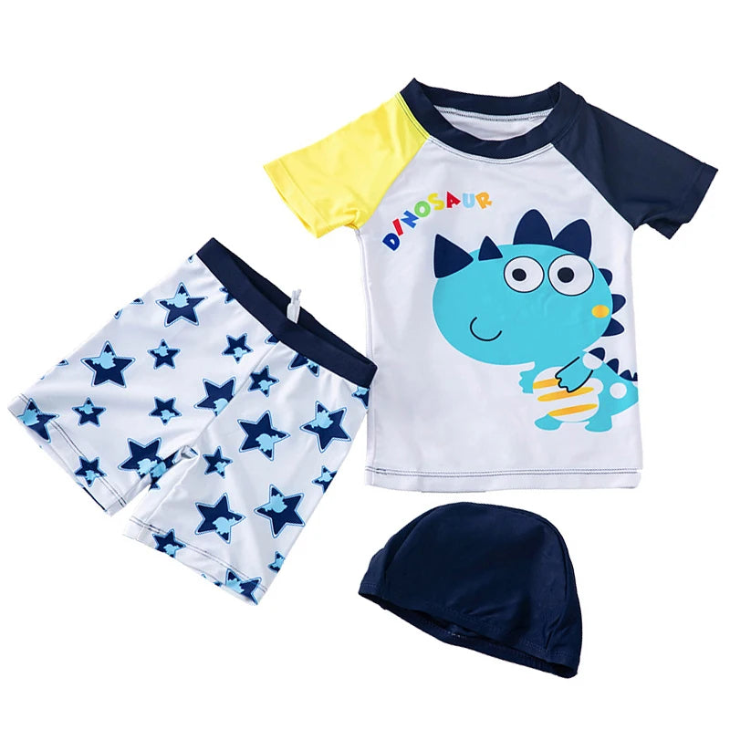 Swimsuit Boys UPF50 Baby Swimwear Shark Dinosaur UV Bathing Suit for Boy 3 Pcs Toddler Surfing Diving Suit Children's Rash Guard