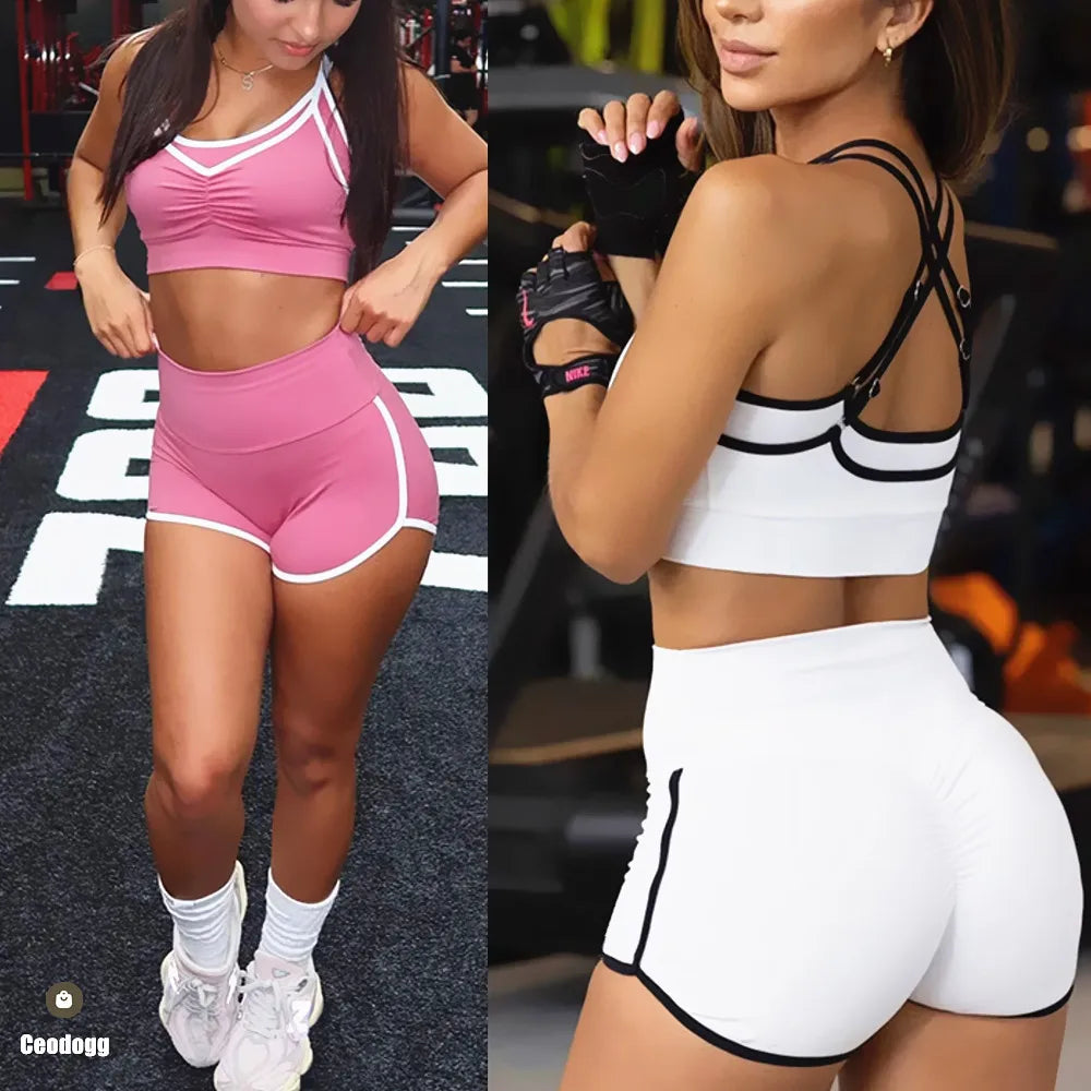 Women's Sports Yoga Shorts High Waist Scrunch Fitness Running Cycling Quick Dry Exercise Female 3 Points Yoga Shorts