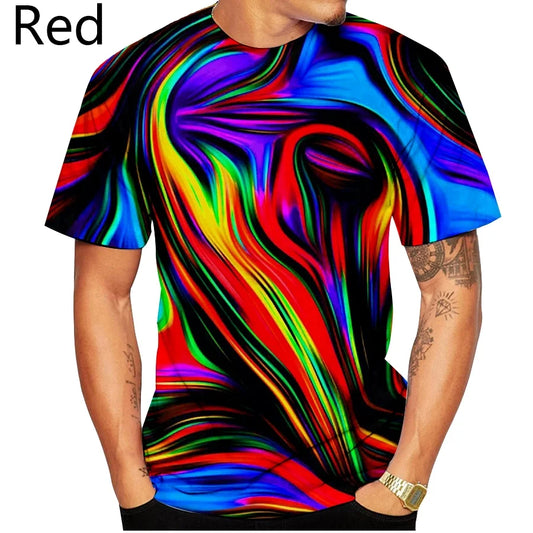 3D rainbow corlorful Printing Black And White Vertigo Hypnotic Short-sleeved T-shirt Men Women Tops pullover Tees