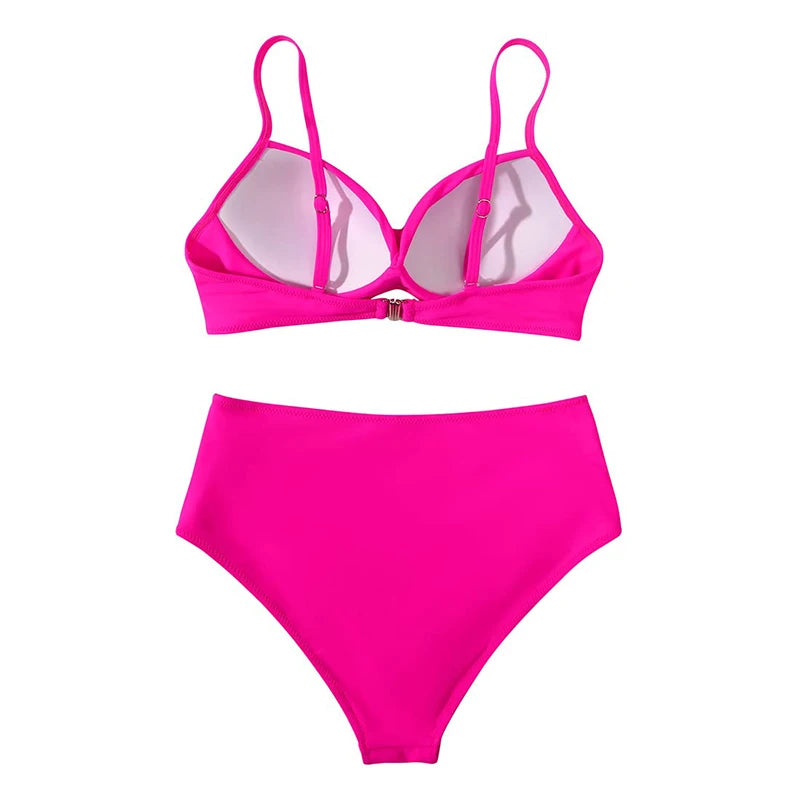 Two Pieces Swimsuits Women Bikini Set Beachwear Push Up Solid Summer Bathing Suit Triangle Bikini Swimwear Low Waist