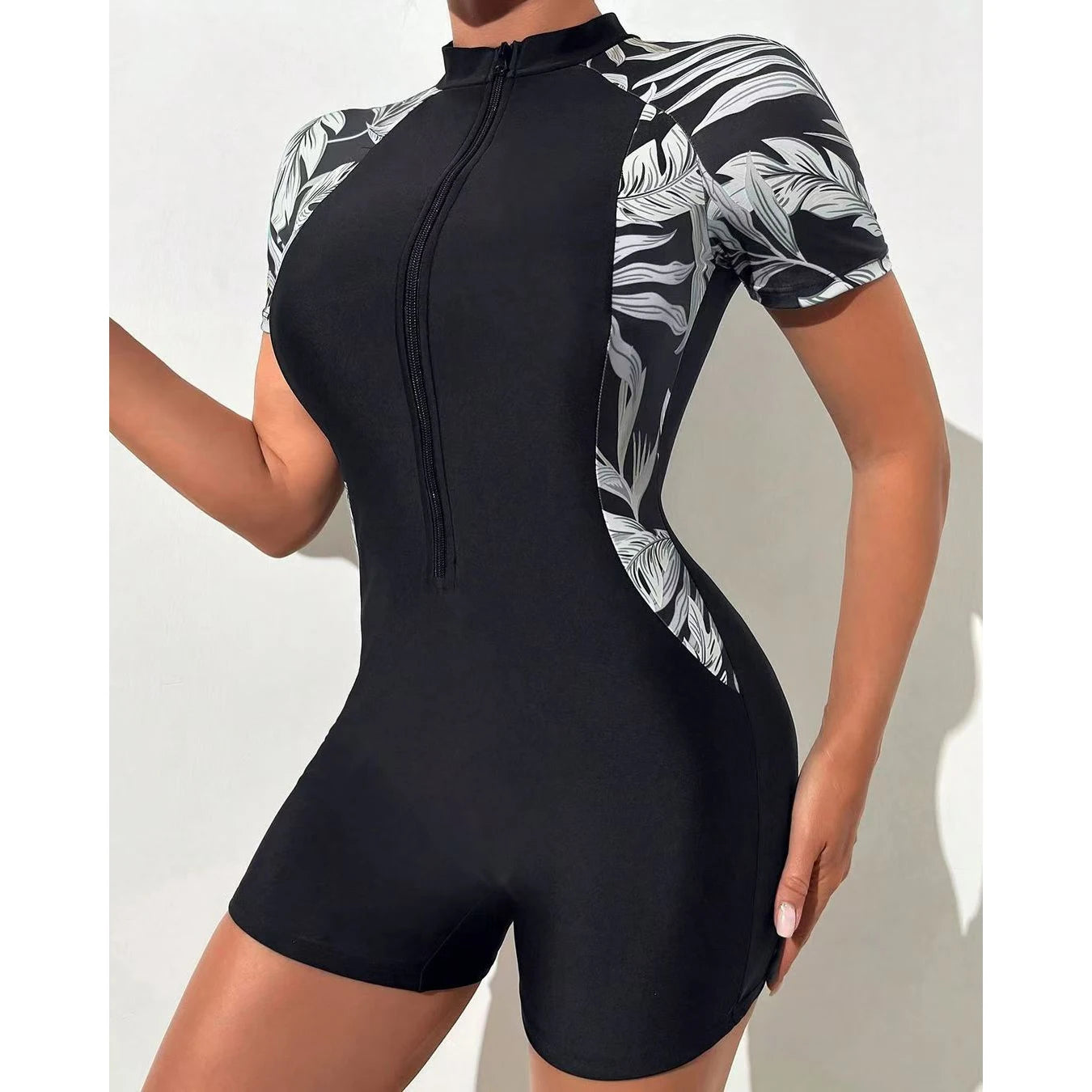 Rash Guard Print One Piece Swimsuit Long Sleeve Swimwear Female Summer Suit Swimsuits Bather Bathing Suit Beachwear Retro