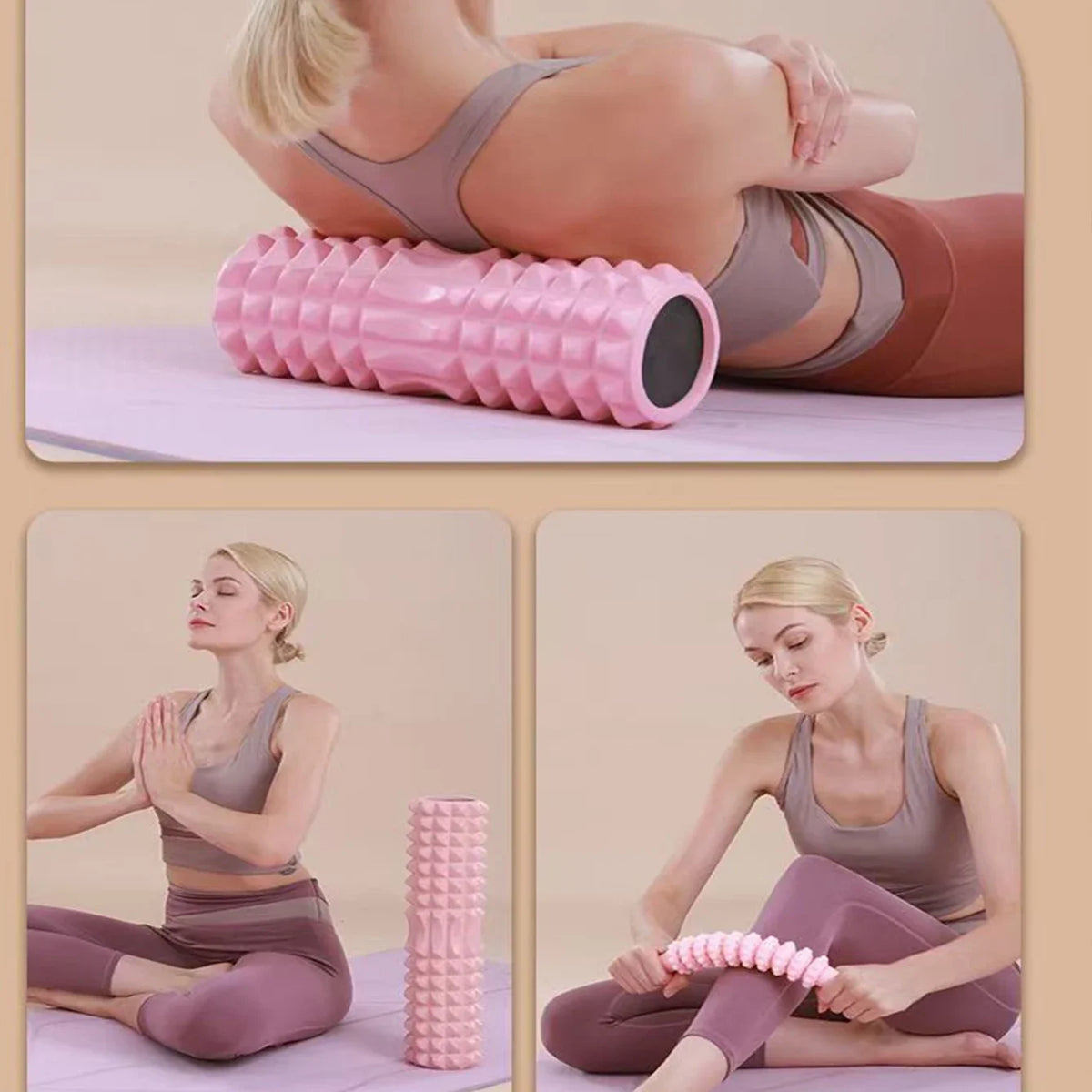 Full Body Muscle Relaxation Yoga Equipment Foam Rollers Wolf Tooth Stick Back Wheel Barrel Massage Tools