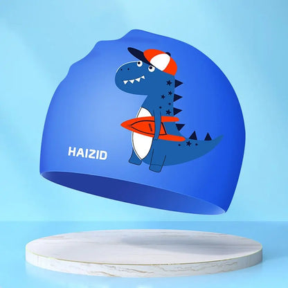 Lightweight Waterproof Children Swimming Cap Silicone Cartoon Kid Swimming Hat Protect Ears Animal Bathing Hats Cap Swimming Pool