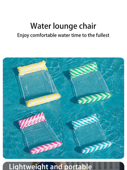 Foldable Striped Inflatable Lounge Chair, Suitable For Swimming Pool Parties And Beach Leisure Floating Beds With Net Backrest