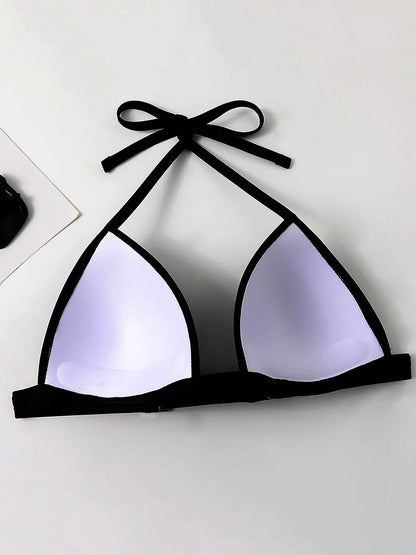 Halter Bra Cup Bikini Swimsuit Female White Swimwear Women Push up Bikini set Brazilian Bathing Suit Bandeau Swim suit