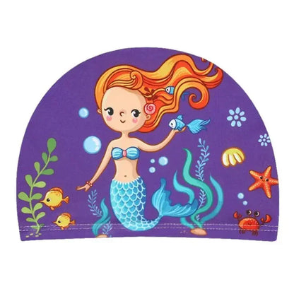 Elastic Fabric Cute Cartoon Swimming Cap for Children Long Hair Lovely Kids Protect Ears Swim Pool Hat for Boys Girls Swim Hat
