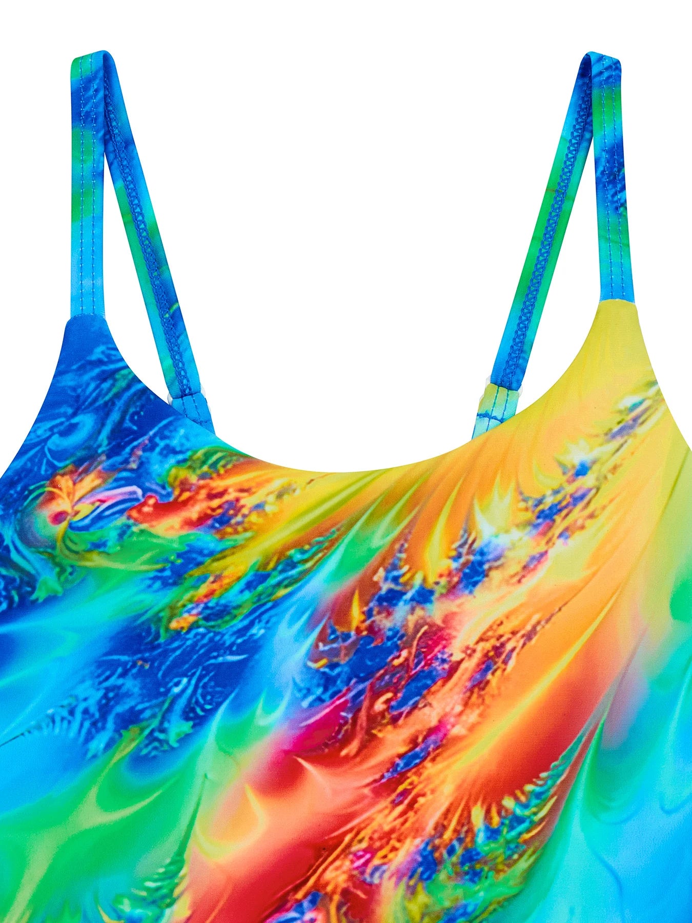 One-Piece Swimwear Kids Girl Allover Colorful Print Swimsuit Bikini Cut Bottom Sleeveless Beach Pool Toddler