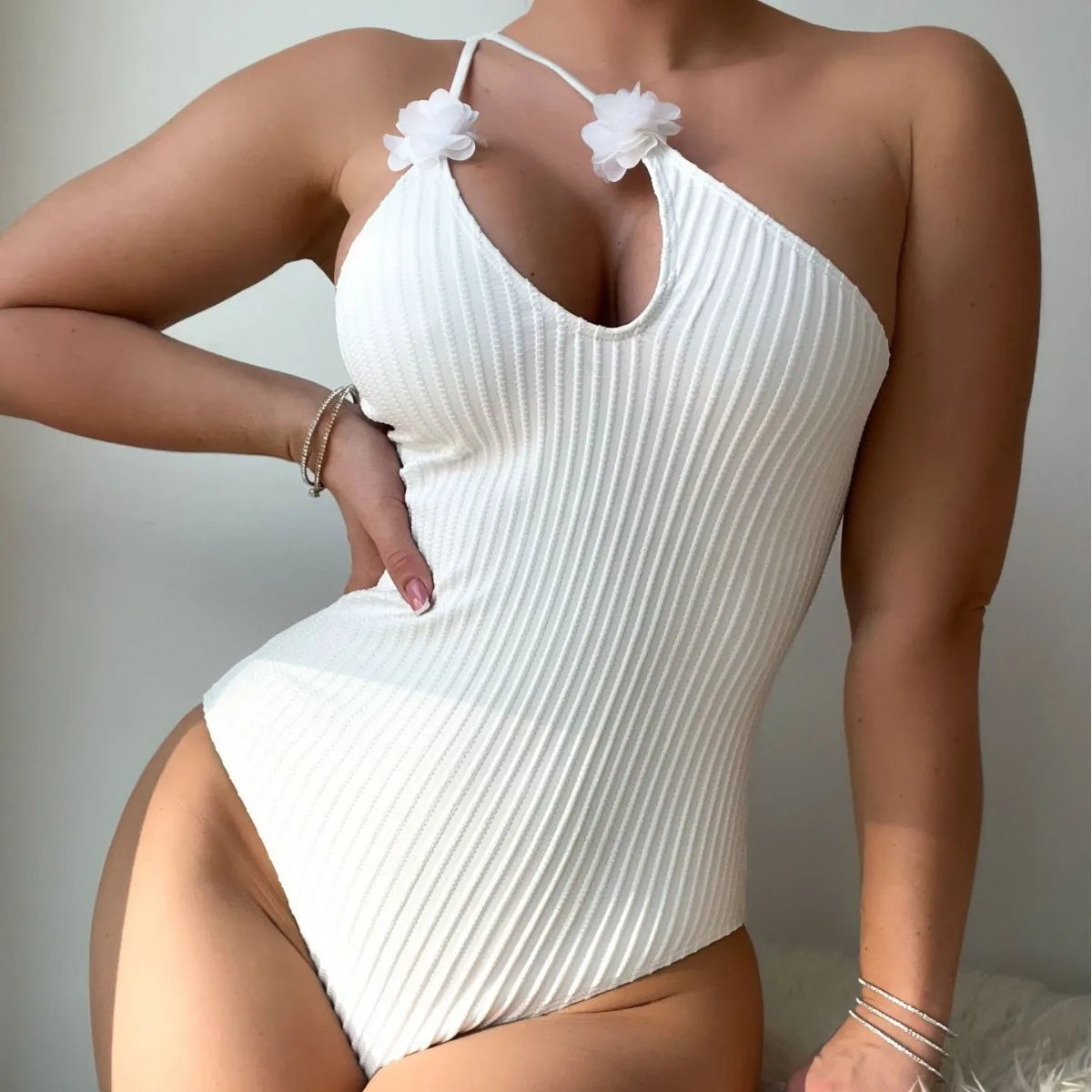 White One Piece Swimsuits Closed Women's Swimwear Push Up For Swimming Wear Body Bathing Suits Beachwear Pool Bather