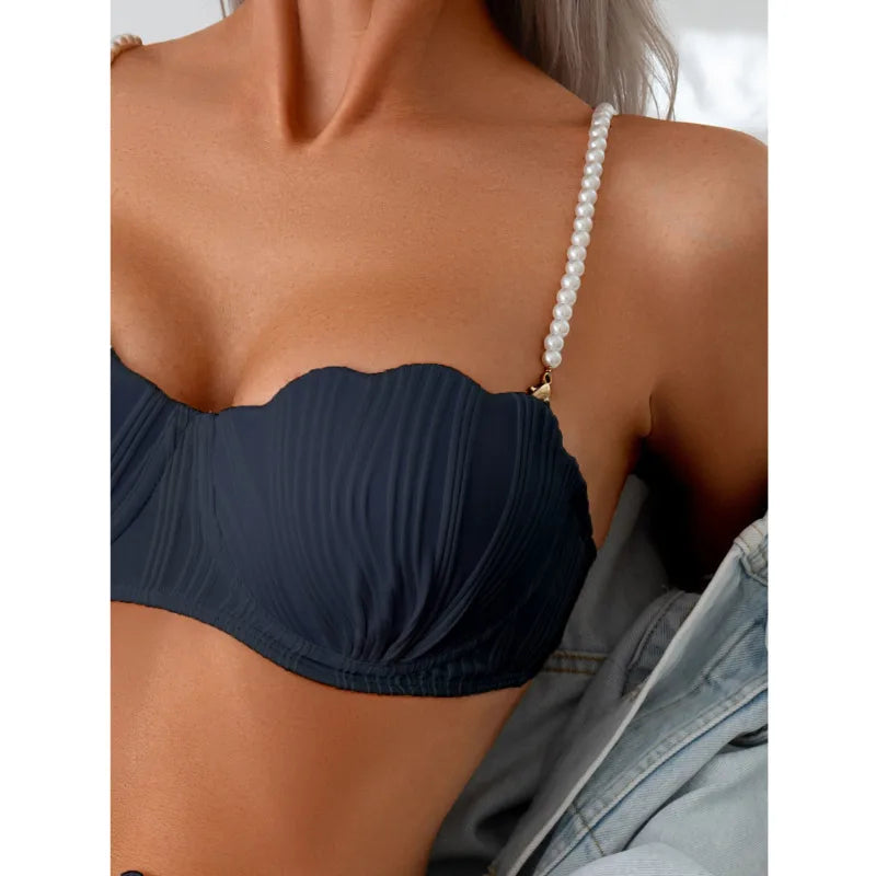 Bikinis Black and White Swimsuits Women's Swimwear Push Up Female Beach Swim Wear Bathing Suits High Waist Bikini Set Pool Bather
